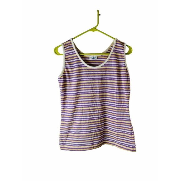 VTG 70s Rainbow Micro Stripe Sleeveless Shirt Tank Top Hippy - Picture 1 of 5